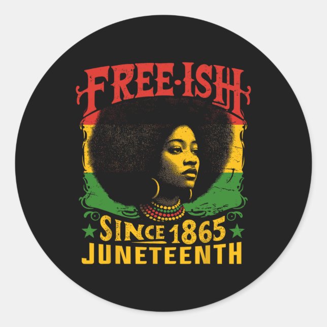 Pegatina Redonda Historia negra libre Junetdecia Libertad Emancipa (Anverso)