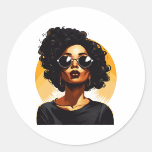 Pegatina Redonda Historia Negra Para Camisetas De Mujeres La Orgull