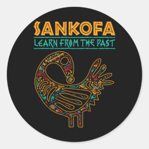 Pegatina Redonda historia negra sankofa ave africana juneteenth