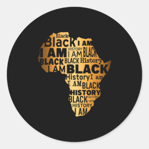 Pegatina Redonda Historia Negra Soy Negro Todos los Meses Americano