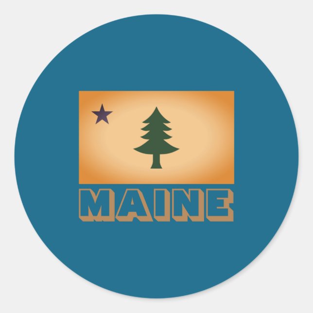 Pegatina Redonda Historic Flag Of Maine 1901 1909 _1  (Anverso)