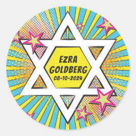 Pegatina Redonda Historieta de historietas Bar Mitzvah Estrella de