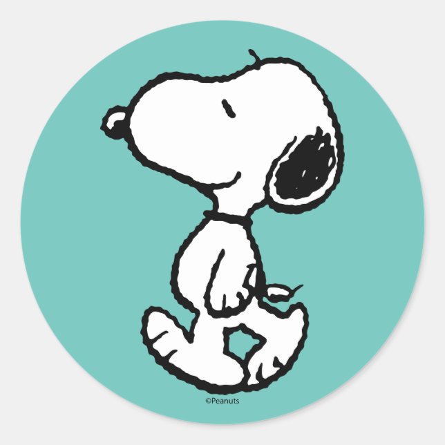 Pegatina Redonda Historietas clásicas de Snoopy (Anverso)