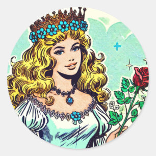 Pegatina Redonda Historietas de princesas chinas