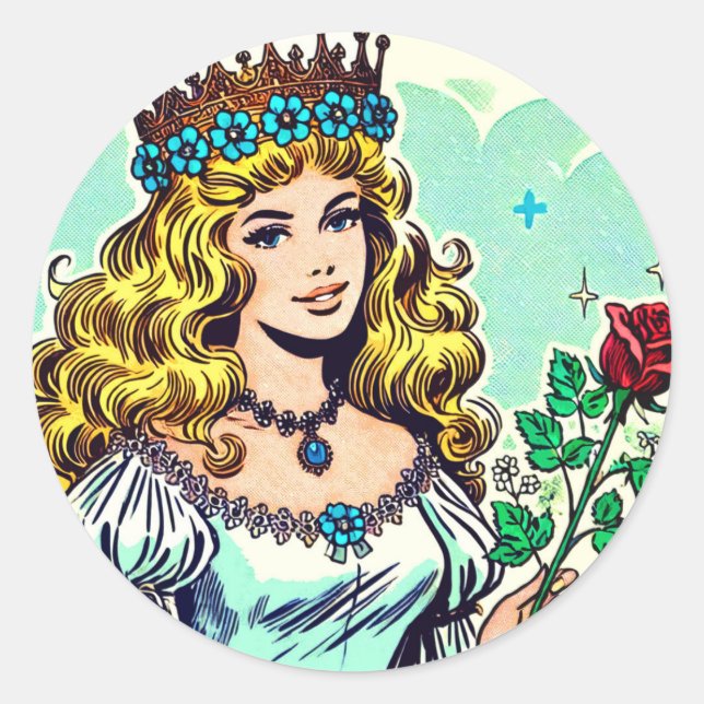 Pegatina Redonda Historietas de princesas chinas (Anverso)