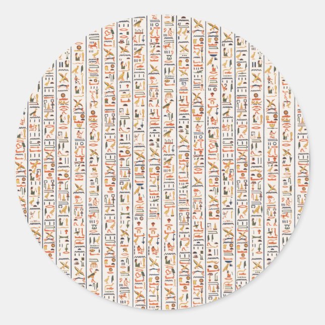 Pegatina Redonda hito de fondo del patrón de los jeroglíficos de eg (Anverso)