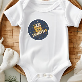 Pegatina Redonda Hito de seis meses del bebé del sol retro vintage