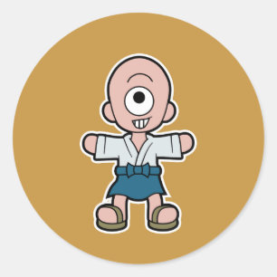 Pegatina Redonda Hitotsume-kozo, el Cíclope japonés Yokai
