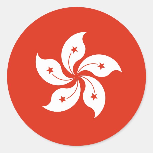 Pegatina Redonda HK Bandera de Hong Kong (Anverso)