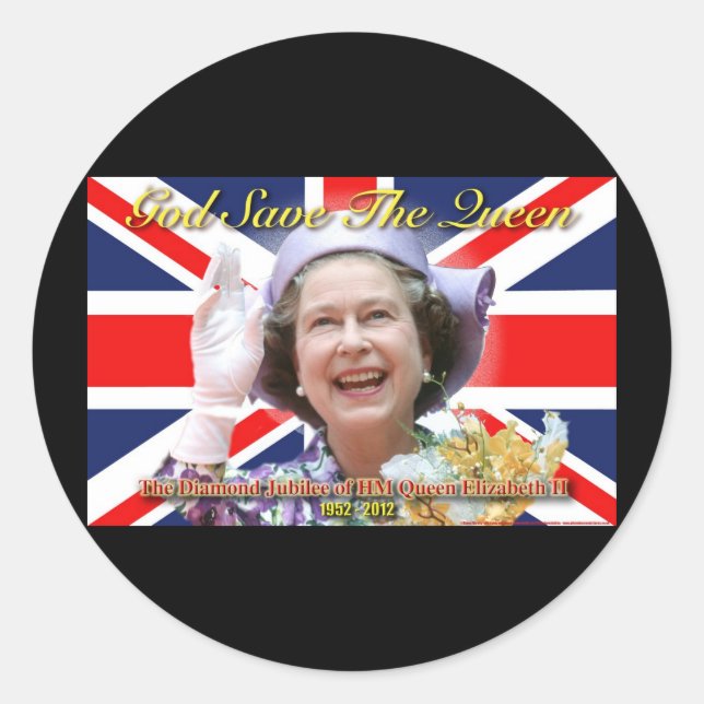 Pegatina Redonda HM Queen Elizabeth II Diamond Jubilee (Anverso)