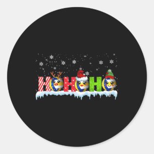 Pegatina Redonda Ho3 divertida obra de voleibol de renos de Navidad