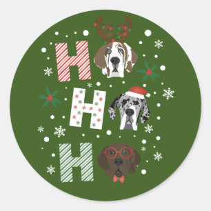 Pegatina Redonda Ho Ho Ho Ho Great Dane Feliz Navidad