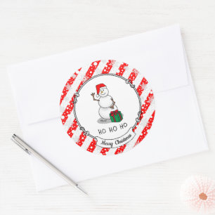 Pegatina Redonda Ho Ho Ho Ho Ho Feliz Navidad Santa Cute Snowman