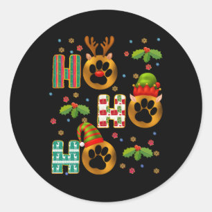 Pegatina Redonda Ho Ho Ho Ho Ho Paw Navidades de Veterinaria