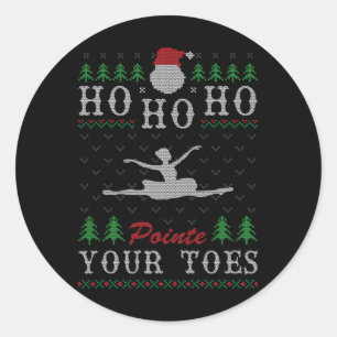 Pegatina Redonda Ho Ho Ho Ho Ho Pointe Your Togly Navidades Ballet