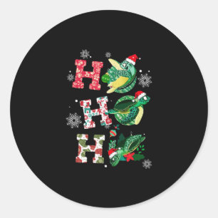 Pegatina Redonda Ho Ho Ho Ho Ho Santa Tortugas Decoración navideñ