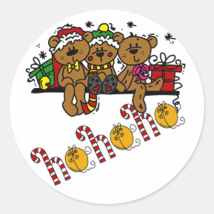 Pegatina Redonda Ho Ho Ho Ho Teddy Bears