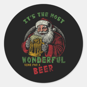 Pegatina Redonda Ho Ho Ho Holy Necesito Una Cerveza Graciosa Santa
