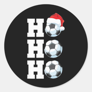 Pegatina Redonda Ho Ho Ho Navidad Fútbol Por Bill Sombrero de Santa