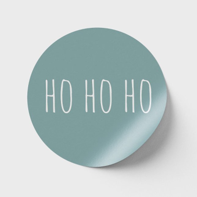 Pegatina Redonda Ho Ho Ho Navidad Santa. Gris Azul Fiesta de Invier (Subido por el creador)