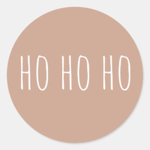 Pegatina Redonda Ho Ho Ho Navidad. Terracota Ligera Santa Festivo
