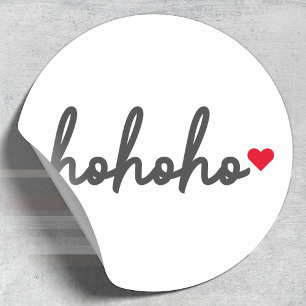 Pegatina Redonda Ho Ho Ho Navidades Corazón moderno Minimalista