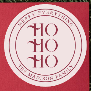 Pegatina Redonda Ho Ho Ho Navideño Divertido Vintage