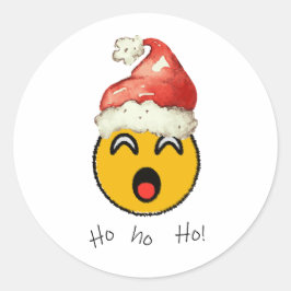 Pegatina Redonda Ho Ho Ho smiley santa