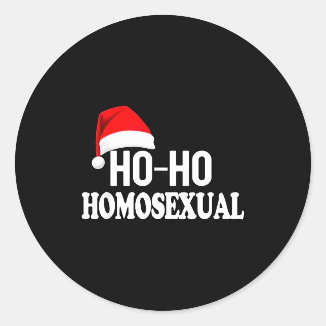 Pegatina Redonda Ho Ho Homoual Funny Pride Christmas Holiday Design (Anverso)