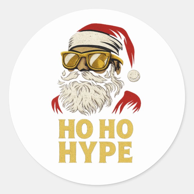 Pegatina Redonda HO HO HYPE – Santa Gold (Anverso)