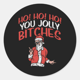 Pegatina Redonda Ho You Jolly Es Santa Divertido Verano Navidad Jul