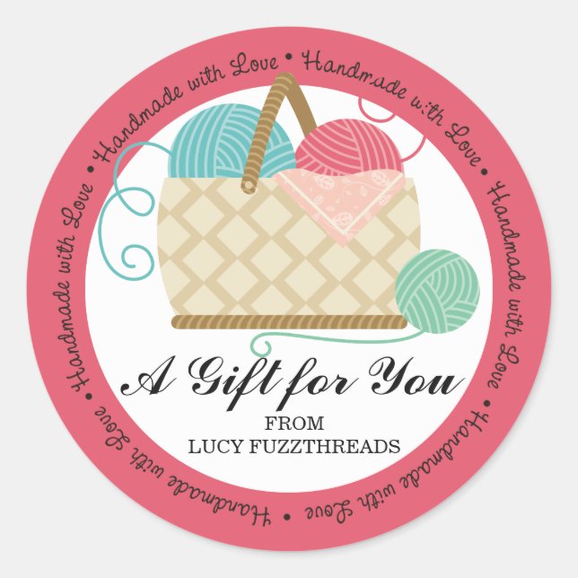 Pegatina Redonda Hobbies de artesanía de la cesta de hilados de cro (Anverso)