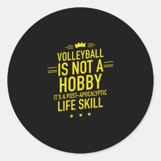 Pegatina Redonda Hobby amarillo de voleibol