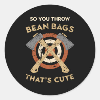 Pegatina Redonda Hobby Ax Throwing Chet Y Ax Lumberjack