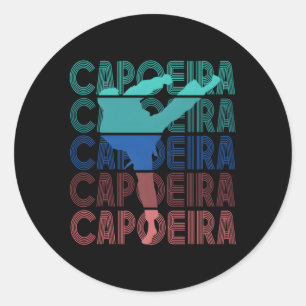 Pegatina Redonda Hobby Brasileño de Entrenamiento de Capoeira