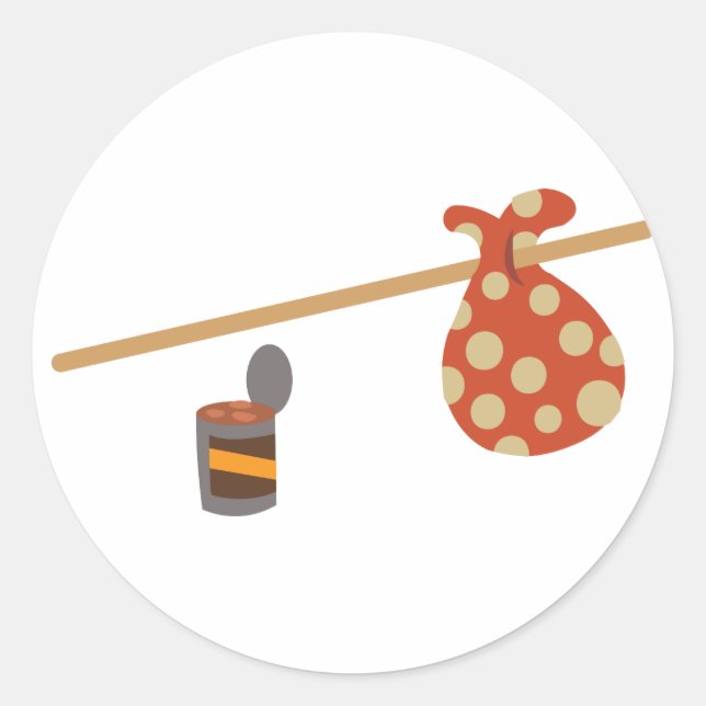 Pegatina Redonda Hobo Sack (Anverso)