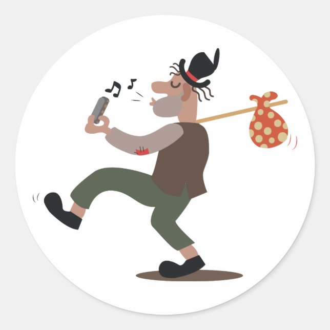 Pegatina Redonda Hobo Whistle (Anverso)