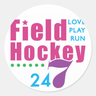 Pegatina Redonda Hockey 24/7 sobre hierba