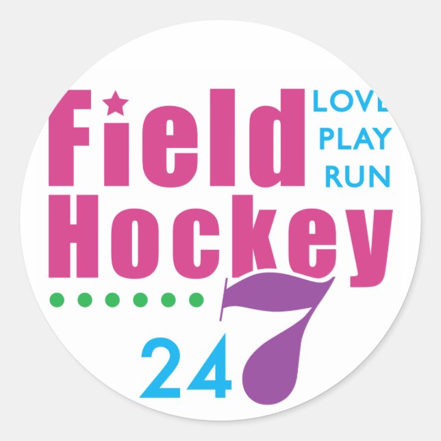 Pegatina Redonda Hockey 24/7 sobre hierba (Anverso)