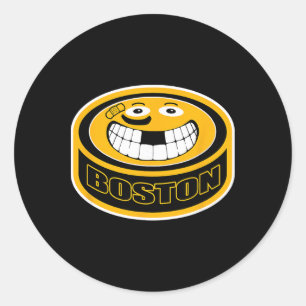 Pegatina Redonda Hockey Boston M. Niño Divertido Adulto Disco Sonri