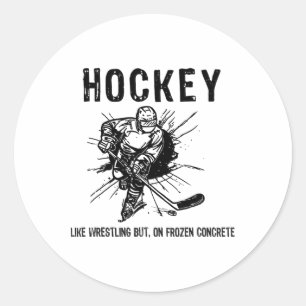 Pegatina Redonda Hockey Como Lucha Libre Pero En Concreto Congelado