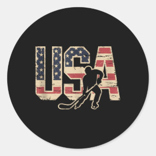 Pegatina Redonda Hockey de bandera americana