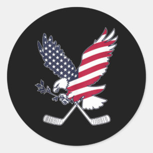Pegatina Redonda Hockey de bandera americana