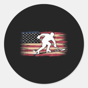 Pegatina Redonda Hockey de bandera americana