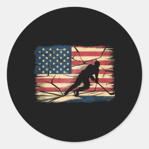 Pegatina Redonda Hockey de bandera americana