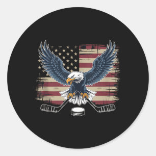 Pegatina Redonda Hockey de bandera americana