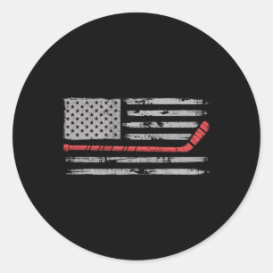 Pegatina Redonda Hockey de estanque bandera americana shinney