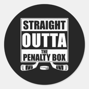 Pegatina Redonda Hockey divertido directamente de la caja de penali