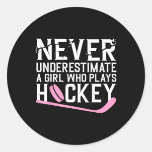 Pegatina Redonda Hockey divertido para mujeres Chicas Hocker de hoc