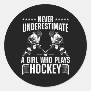 Pegatina Redonda Hockey divertido para mujeres Chicas Hocker de hoc